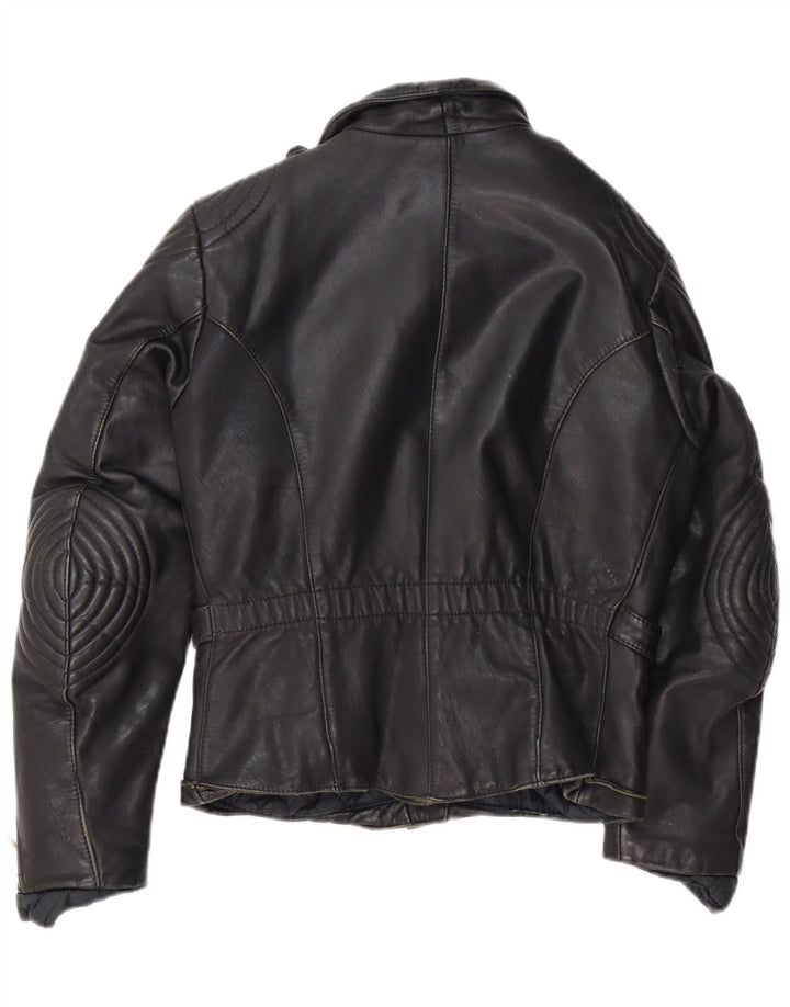 Veste motard en cuir femme vintage IT 44 Cuir noir moyen