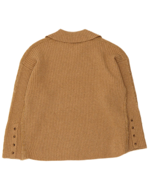 Indi & Cold Pull à col polo pour femme UK 44 Laine beige moyen