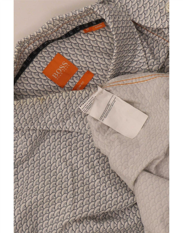 Hugo Boss Chemise Slim Fit à motif abstrait Coton blanc moyen