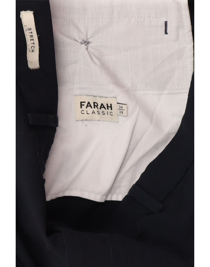 Farah Pantalon décontracté droit pour homme W34 L29 Bleu marine Polyester