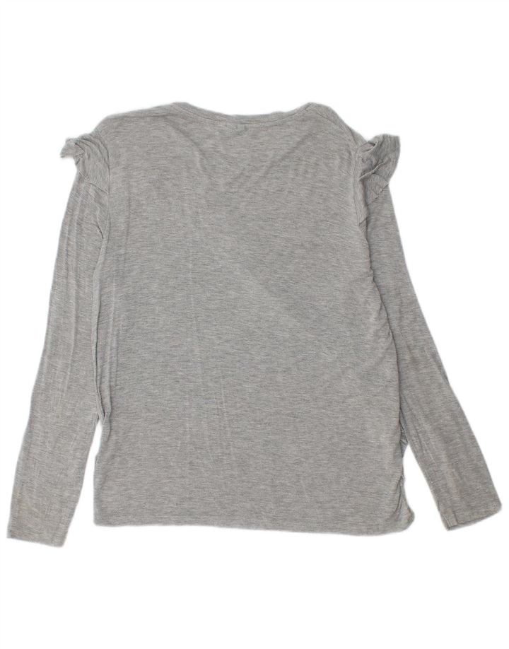 Topshop Haut à volants pour femme à manches longues UK 42 Gris moyen moucheté