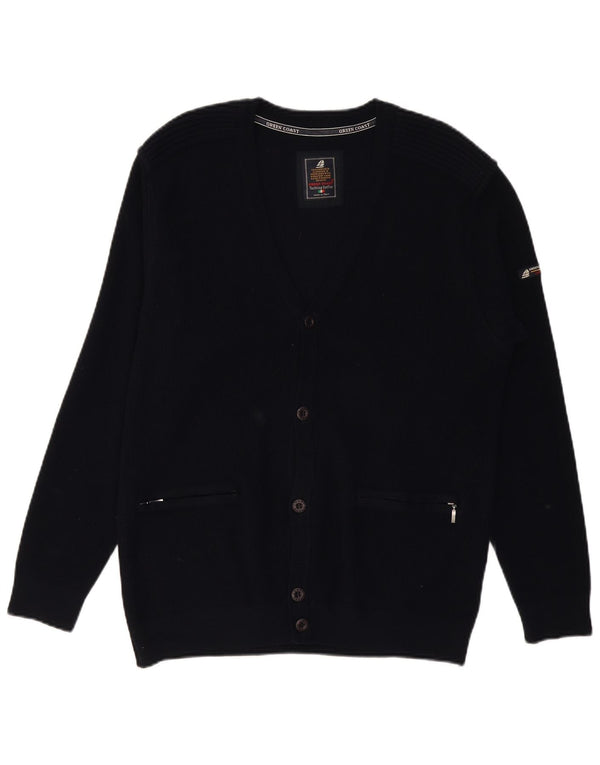 GREEN COAST Cardigan Homme IT 52 Large Laine Mérinos Noir