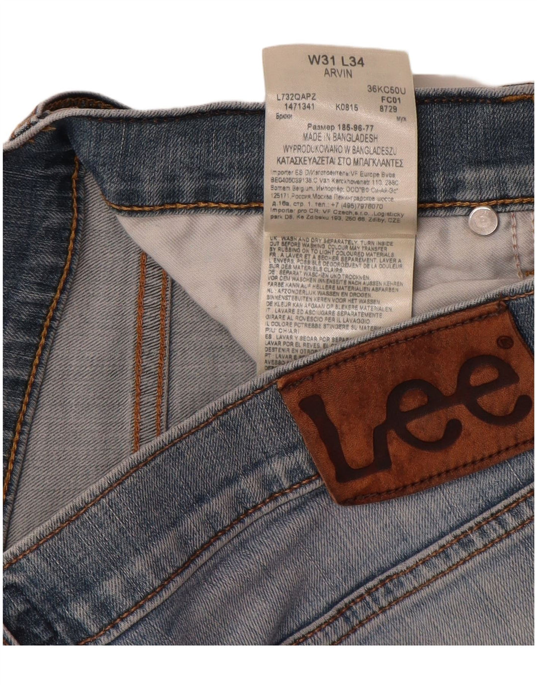 Lee Jean Slim Arvin W31 L34 Homme Bleu Coton