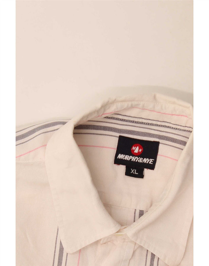 Murphy & Nye Chemise à manches courtes pour homme XL Blanc rayé