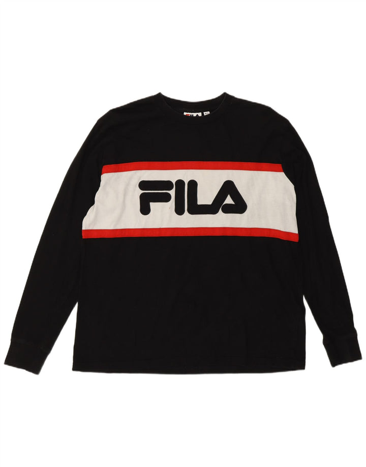 Fila Sweat-shirt graphique pour femme UK 12 Medium Black Colourblock