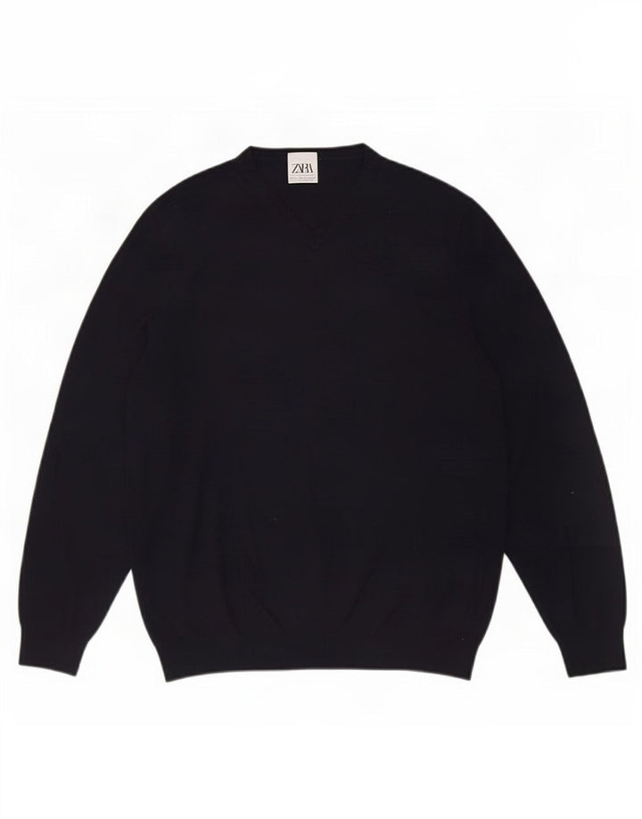 Zara Pull col V pour homme Petit Bleu marine