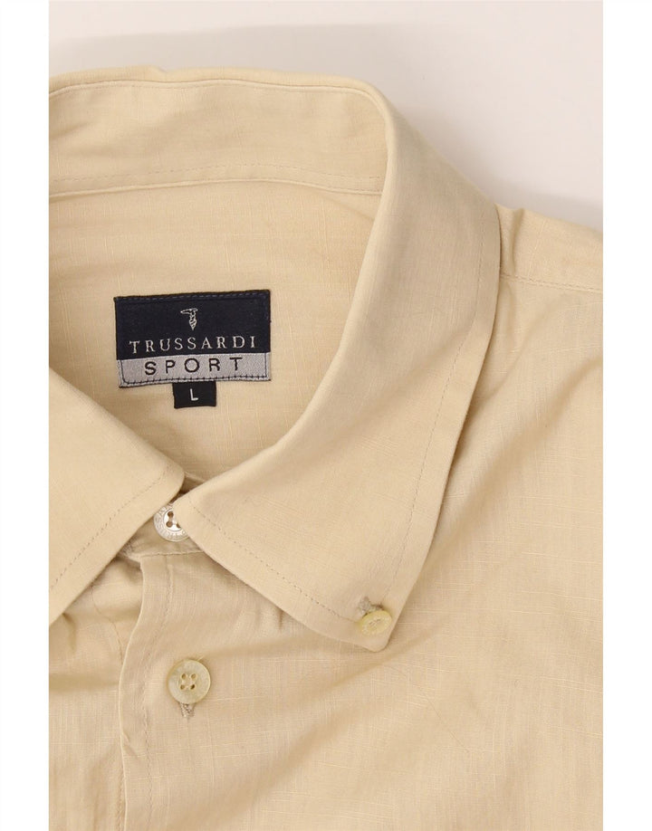TRUSSARDI Mens Shirt Large Yellow Vintage Trussardi and Second-Hand Trussardi from Messina Hembry 