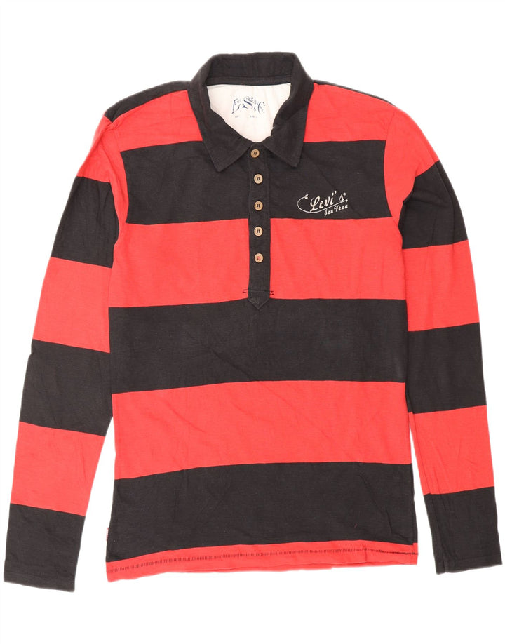 LEVI'S Polo de rugby à manches longues pour homme en coton rayé rouge