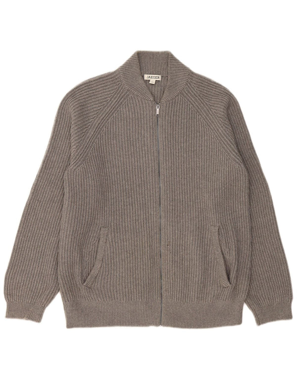 JAEGER Cardigan Homme Pull Large Gris Coton