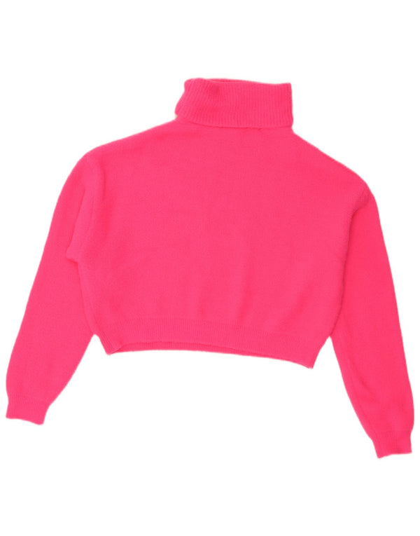 Zara Pull court surdimensionné à col roulé pour femme UK 10 Petit nylon rose