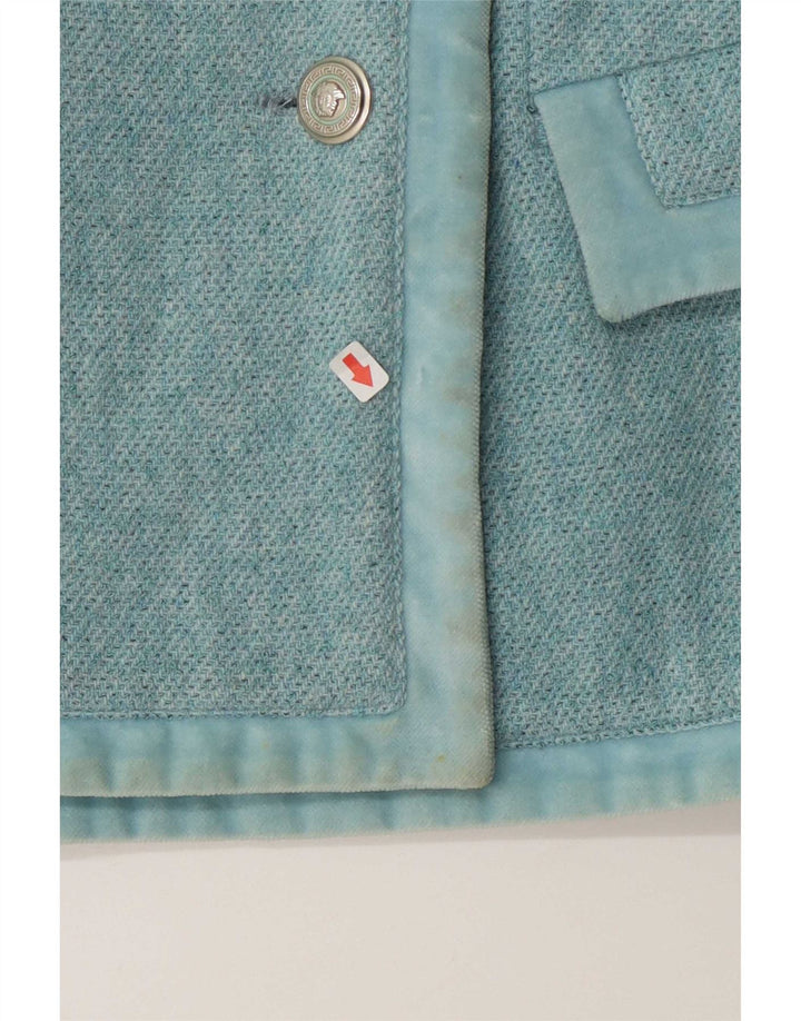 Versace Veste blazer croisée pour femme IT 44 Turquoise moyen classique