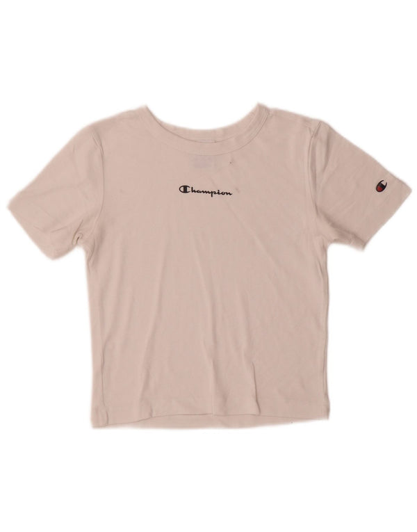 Champion T-shirt court graphique pour femme UK 10 Small Blanc