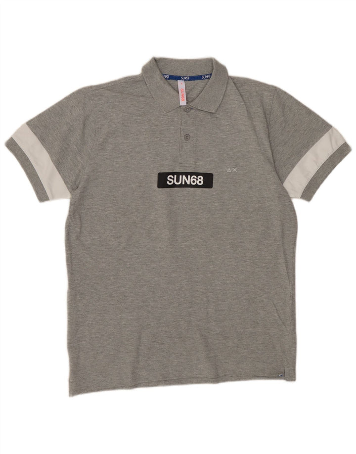 SUN68 Polo Graphique Homme Petit Gris Colorblock