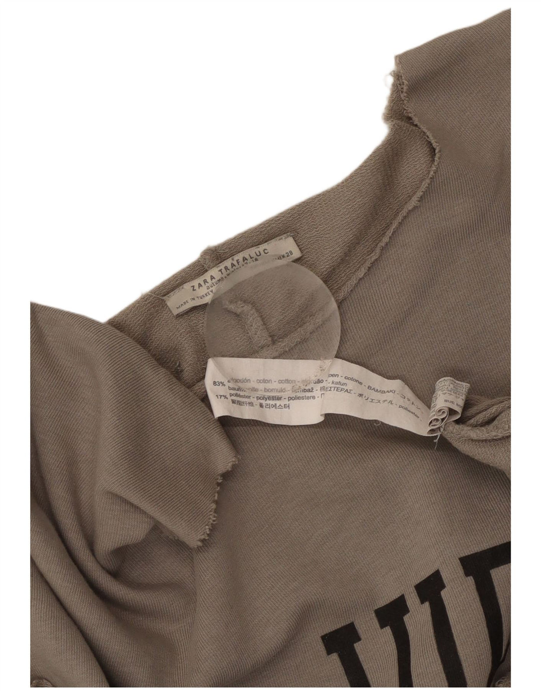 Zara Robe t-shirt graphique surdimensionnée pour femme UK 14 Gris moyen Coton