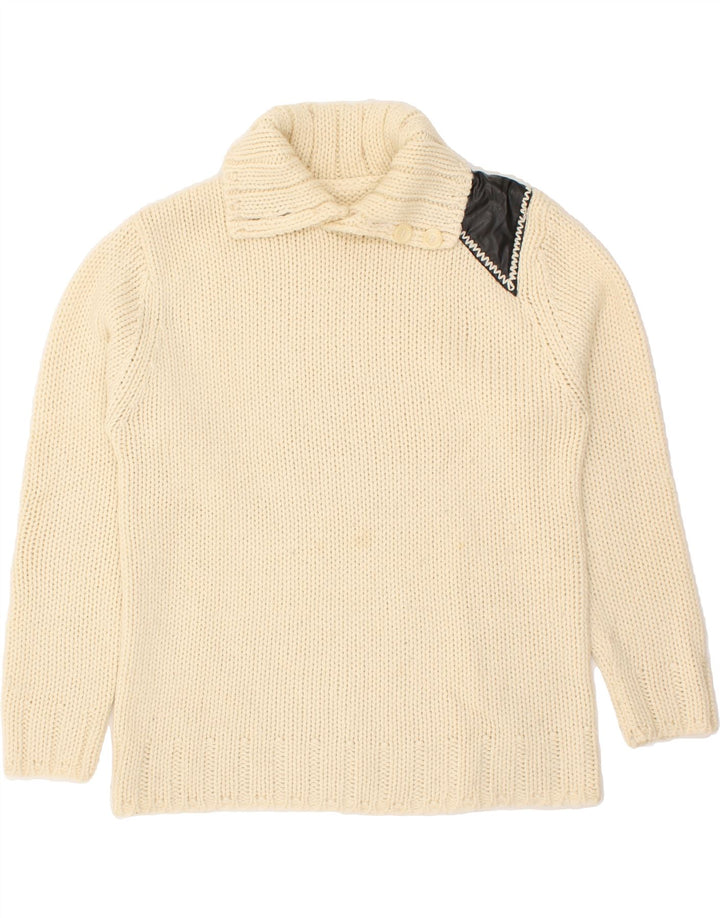 VINTAGE Womens Button Neck Jumper Sweater UK 16 Large Beige | Vintage Vintage | Thrift | Second-Hand Vintage | Used Clothing | Messina Hembry 