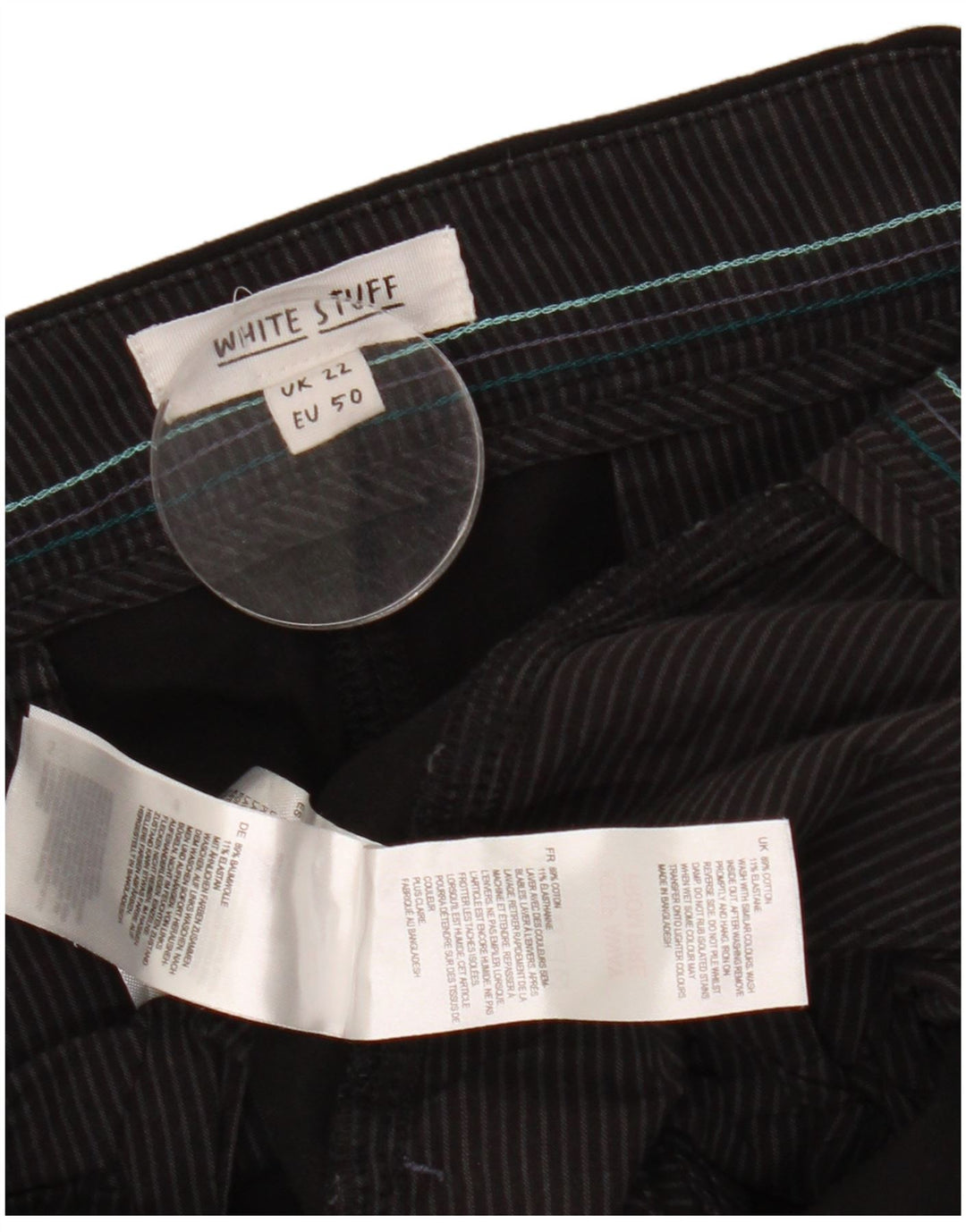 Pantalon Capri White Stuff Femme UK 22 3XL W44 L24 Coton Noir