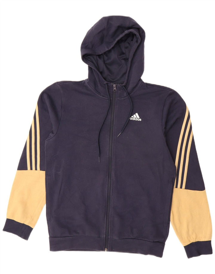 ADIDAS Pull à capuche zippé pour homme Petit coton colorblock bleu marine