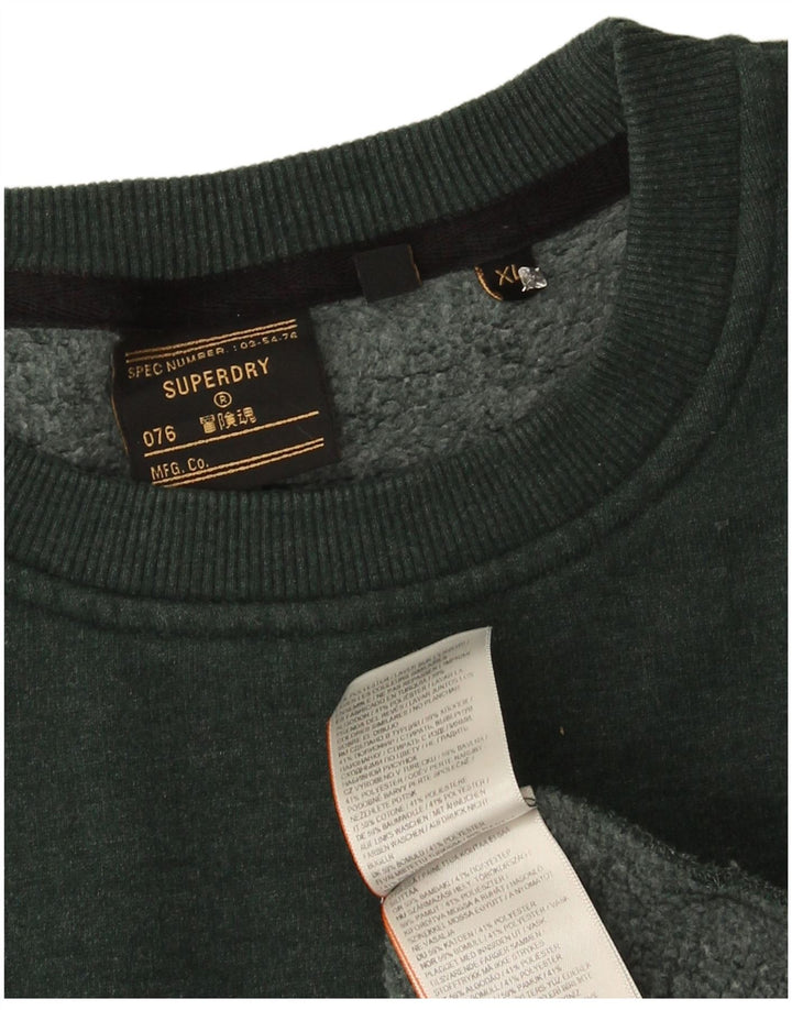 Superdry Homme Graphic Sweatshirt Jumper XL Vert Coton