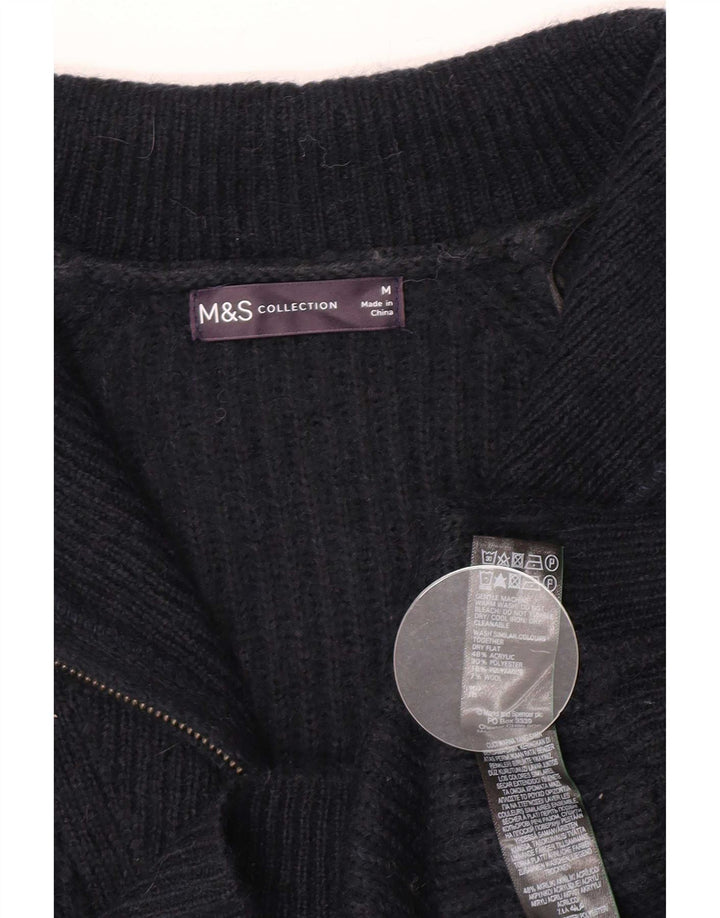Marks & Spencer Pull à col zippé pour femme UK 14 Bleu marine moyen