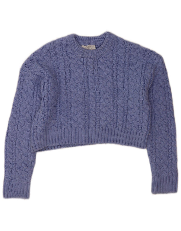 Zara Pull court à col rond pour fille 13-14 ans Acrylique bleu