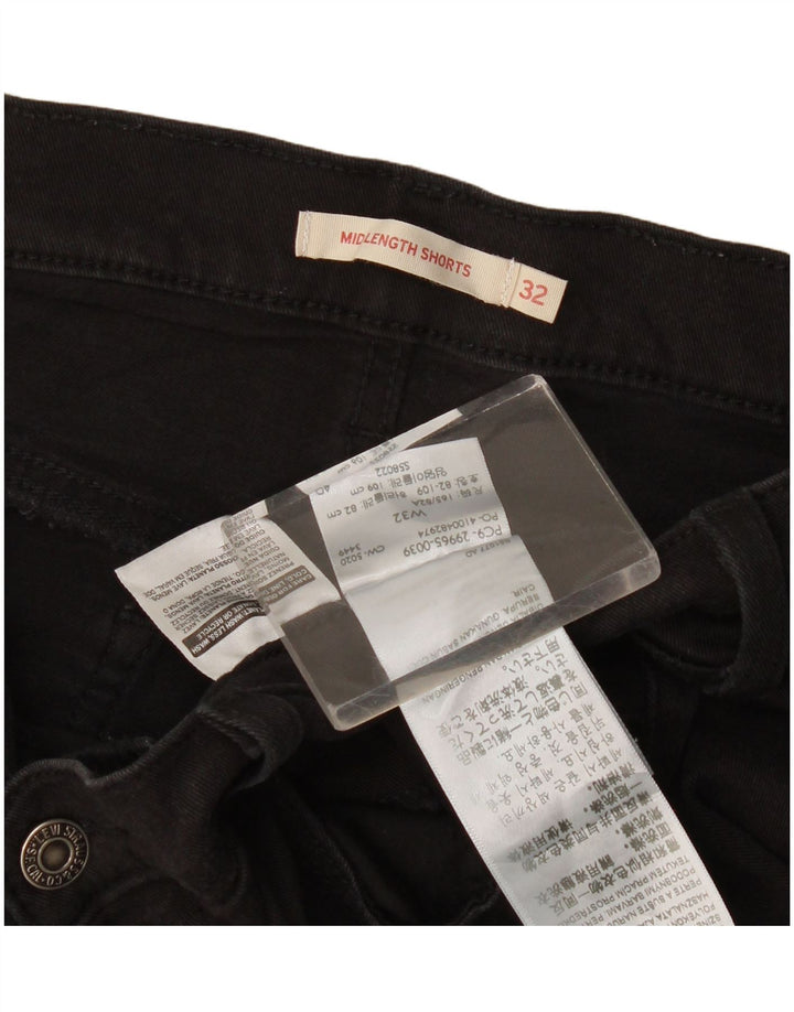 Levi's Short en Jean Taille Moyenne Femme W32 Large Noir Coton