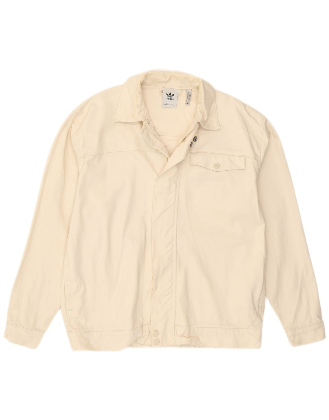 Adidas Veste Bomber Homme UK 36 Petit Coton Blanc Cassé