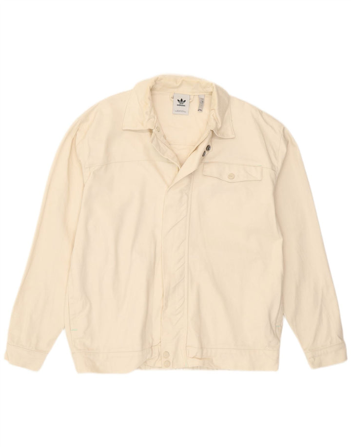 Adidas Veste Bomber Homme UK 36 Petit Coton Blanc Cassé