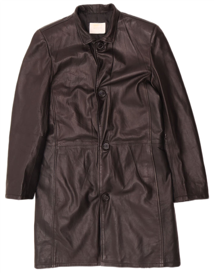 Barone Manteau en cuir pour homme UK 36 Petit Noir
