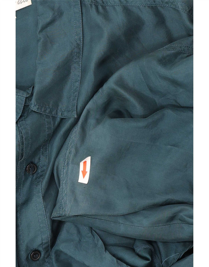 vintage Chemise à manches courtes pour hommes Grande soie verte
