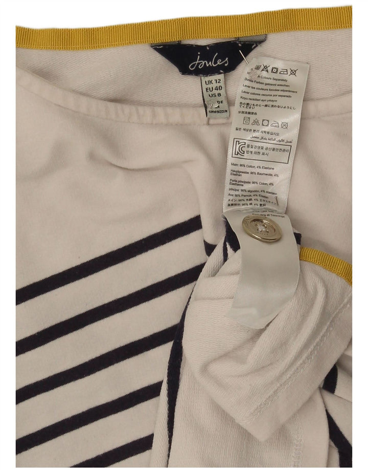 Joules Haut à manches longues pour femme UK 42 en coton rayé blanc moyen