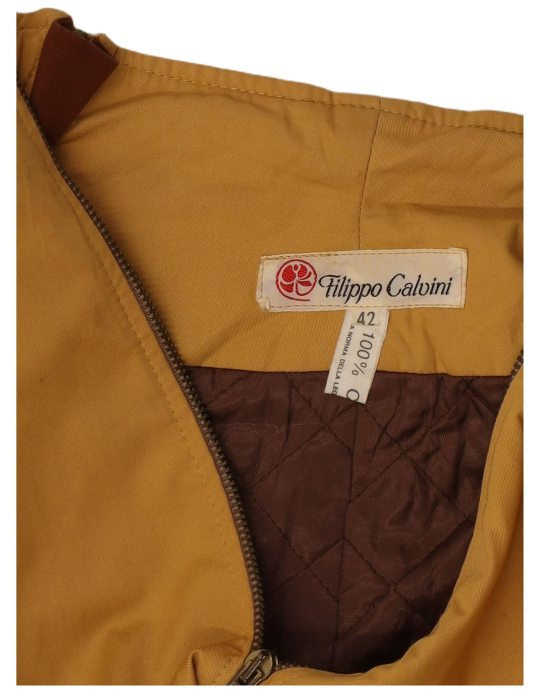 Veste Bomber Femme Vintage IT 42 Coton Jaune Moyen