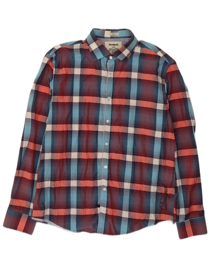 Desigual Chemise Slim 2XL Coton à Carreaux Multicolore Homme