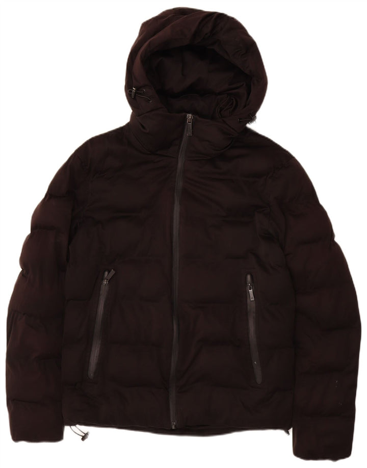 Zara Veste matelassée à capuche pour homme UK 36 Small Noir Polyester