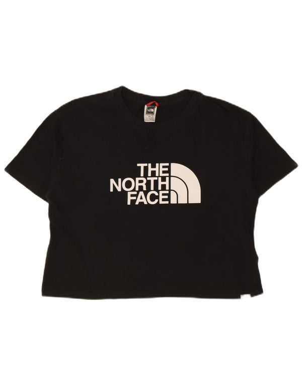 The North Face Womens Crop Graphic T-Shirt Top UK 14 Coton Noir Moyen