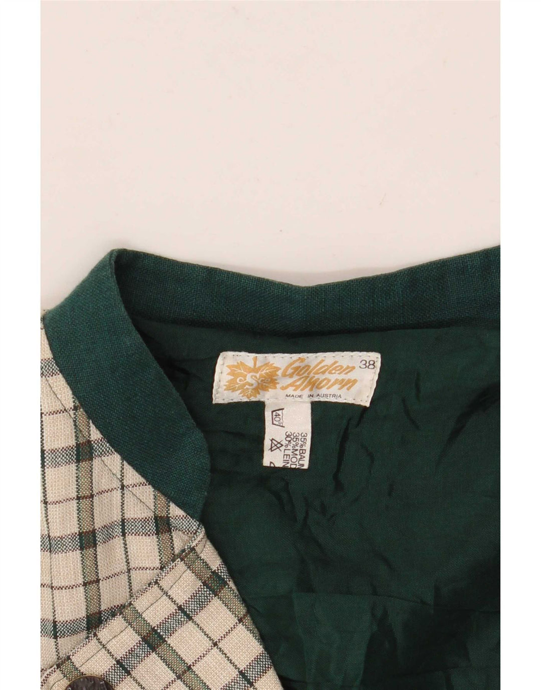 vintage Femme Double Breasted Blazer Veste EU 38 Moyen Off White Check