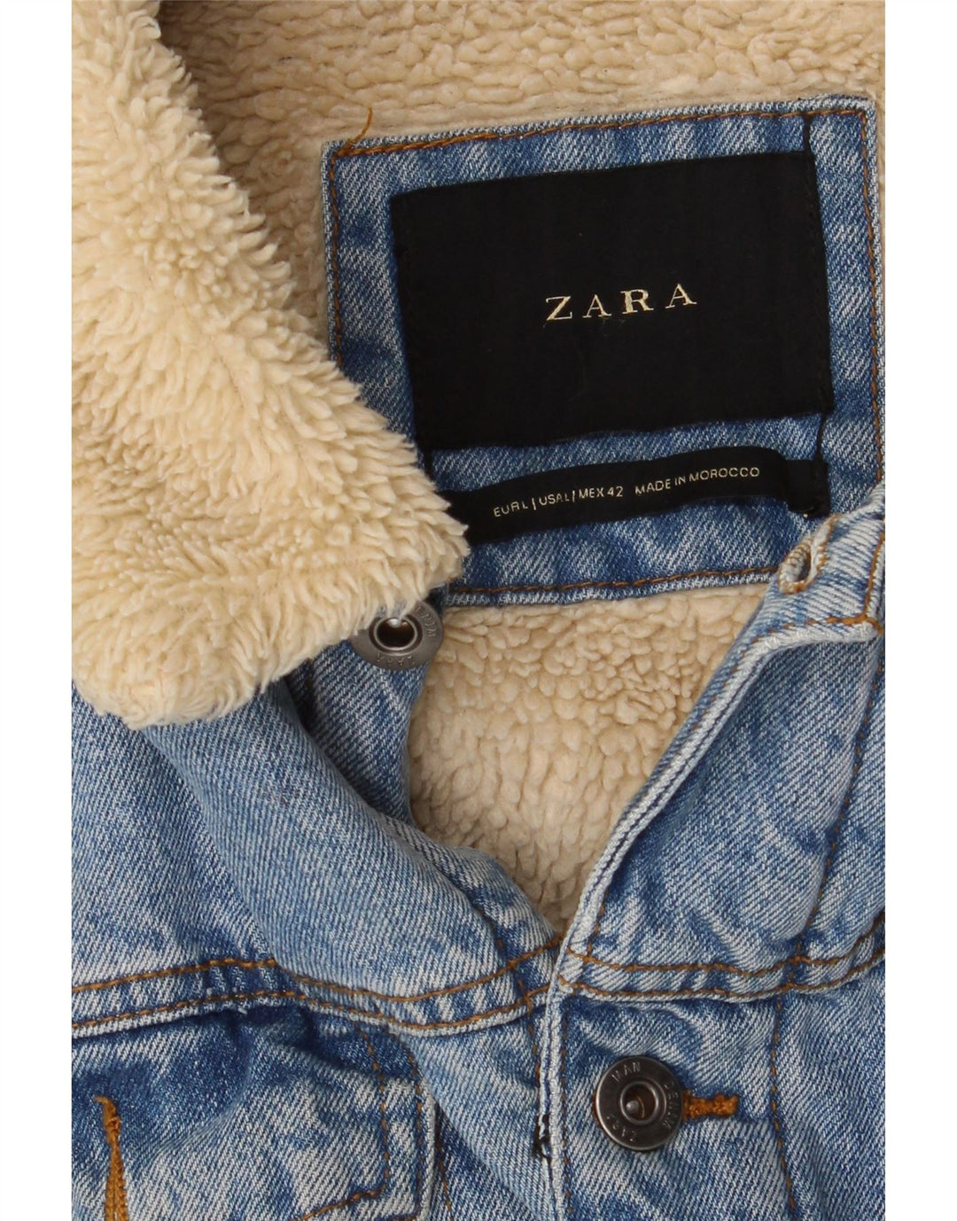 Zara Veste Sherpa en jean pour homme UK 40 Large Bleu
