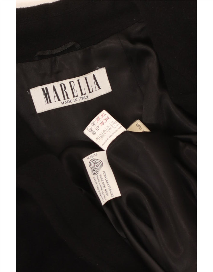 Marella Manteau croisé pour femme UK 14 Laine vierge noire moyenne