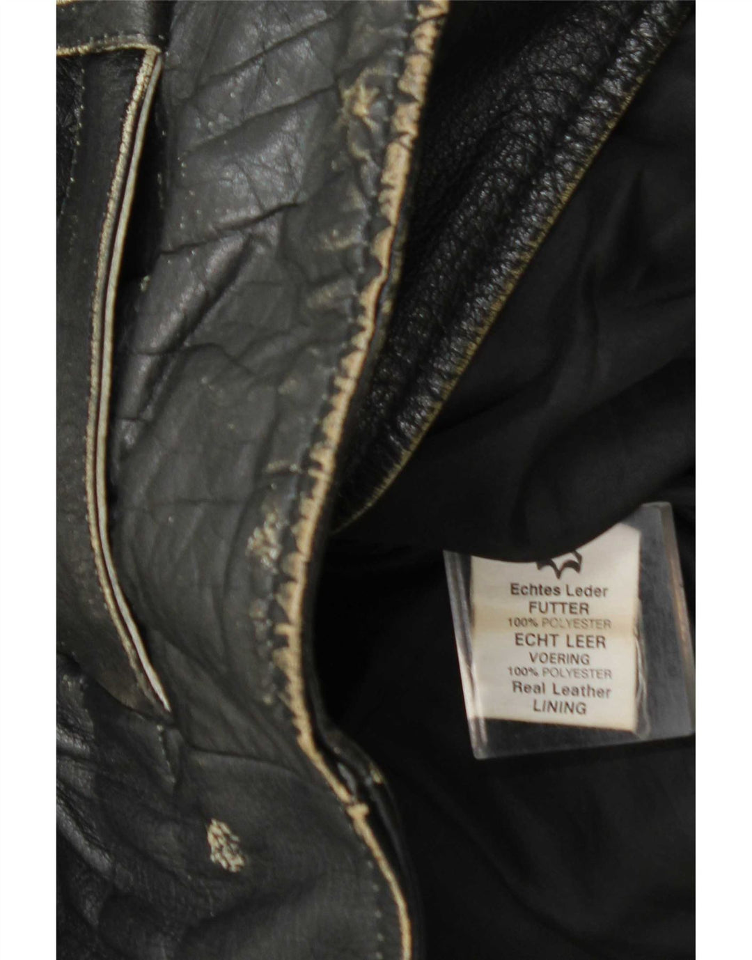 vintage Mens Leather Biker Jacket UK 36 Petit cuir noir
