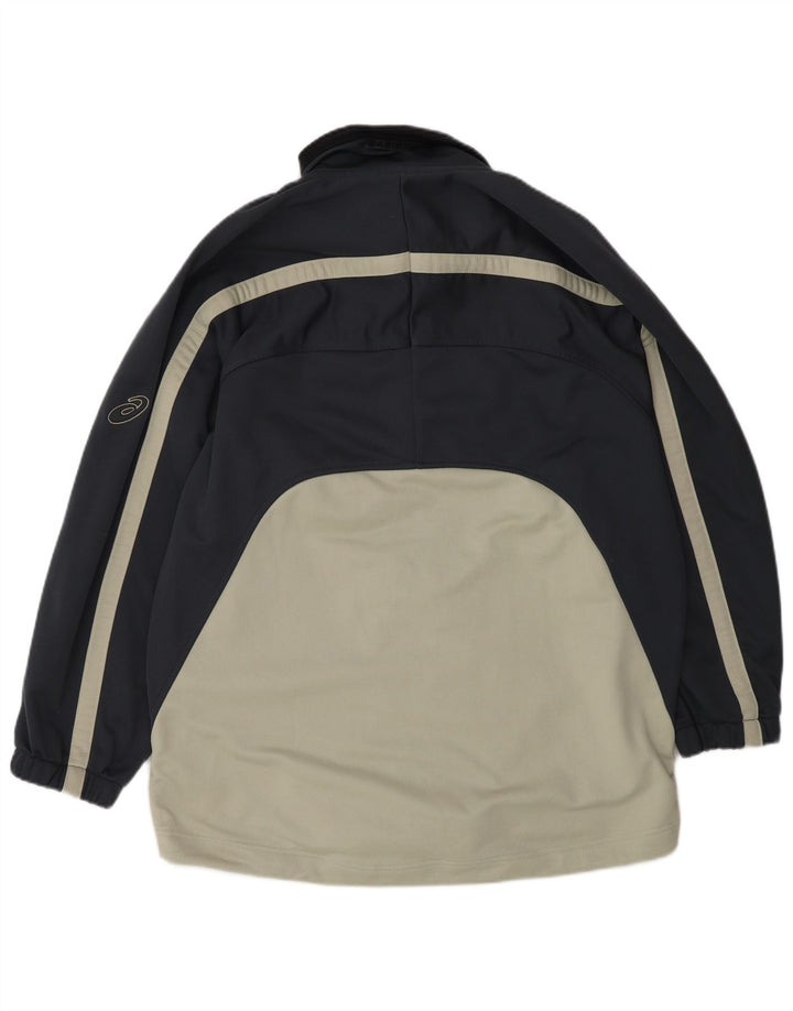 Asics Veste de survêtement pour homme Large Bleu Marine Colorblock Polyester