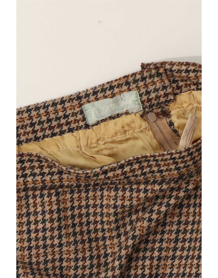 vintage Femme A-Line Jupe W26 Petit Pied-de-poule Brun