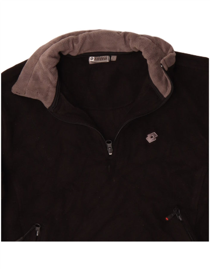 Lotto Pull polaire à col zippé pour femme UK 44 Large Noir Polyester