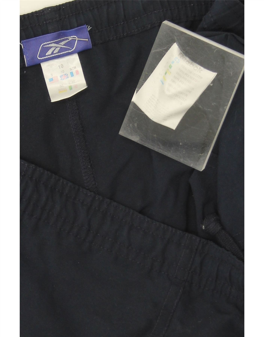 REEBOK Womens Sport Shorts UK 10 Small  Navy Blue Polyester Vintage Reebok and Second-Hand Reebok from Messina Hembry 