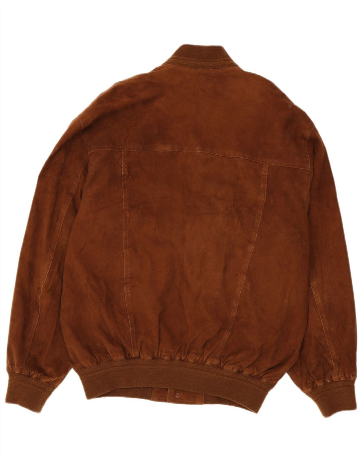 vintage Mens Suede Bomber Jacket IT 54 XL Coton Marron