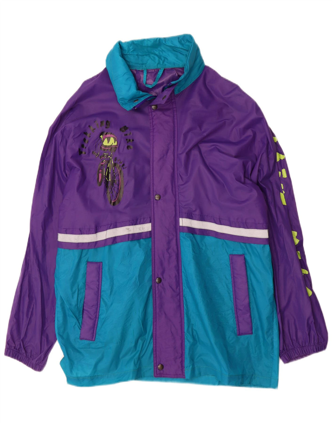 Brugi Veste de pluie graphique pour homme UK 38 Medium Violet Colourblock Nylon