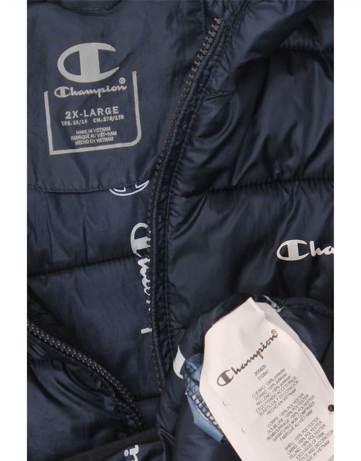 Champion Veste matelassée à capuche pour garçon 15-16 ans 2XL Bleu marine Polyester