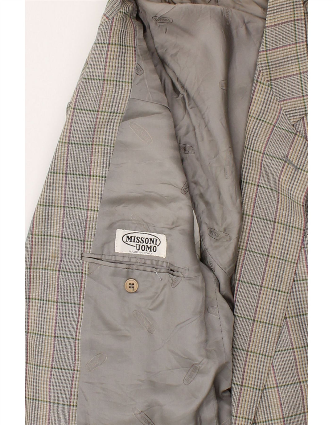 MISSONI Womens 2 Button Blazer Jacket IT 54 3XL Grey Check Wool Vintage Missoni and Second-Hand Missoni from Messina Hembry 