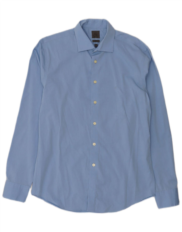 Calvin Klein Chemise slim fit pour homme Taille 40 15 3/4 Bleu moyen classique