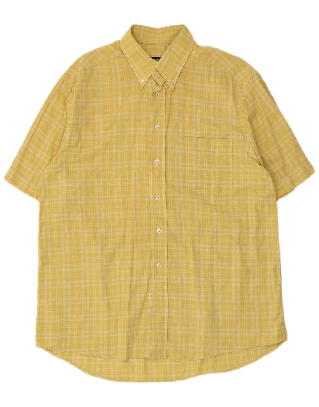Hugo Boss Chemise à manches courtes pour hommes, grand carreaux en coton jaune
