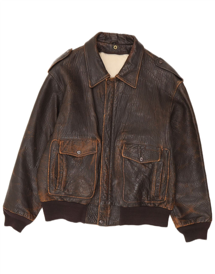 veste en cuir homme vintage IT 48 Marron moyen