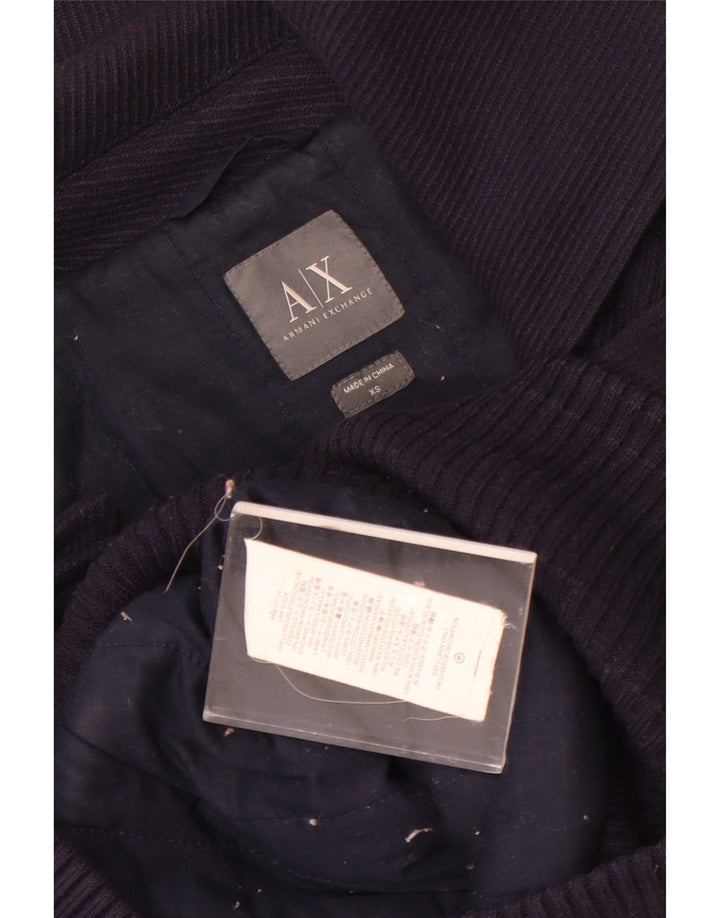 Armani Exchange Veste bomber courte à double boutonnage pour femme UK 6 XS Bleu marine